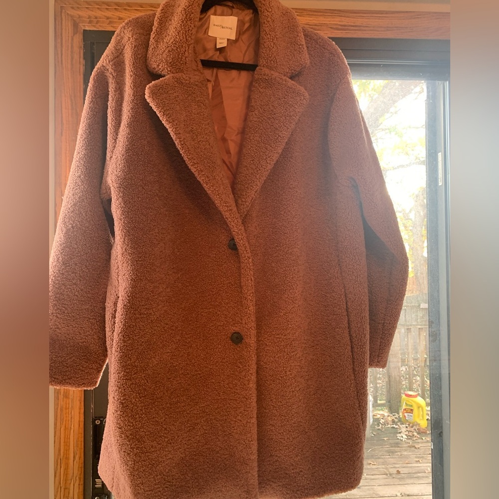 Daily Ritual Women’s Teddy Bear Fleece Oversized-Fit Lapel Jacket